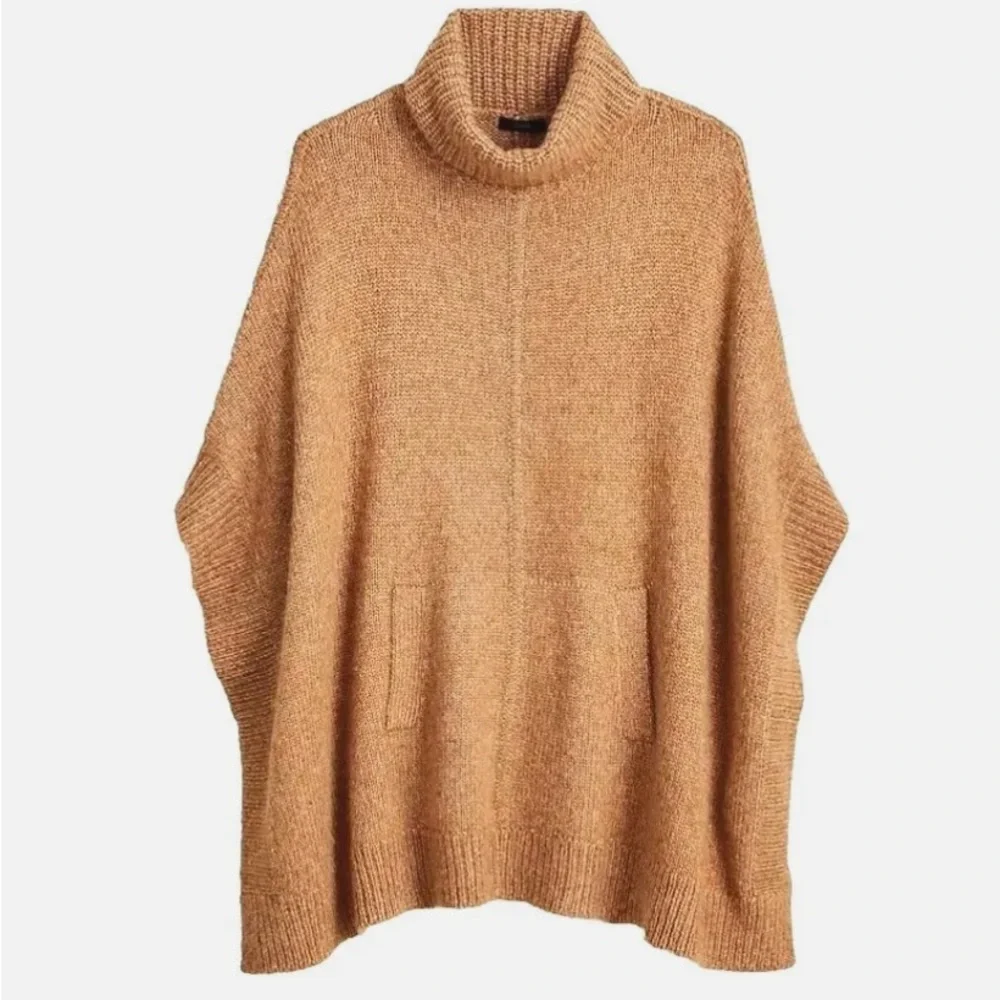 Worn Once J. Crew XS/S Relaxed Turtleneck poncho in camel color
